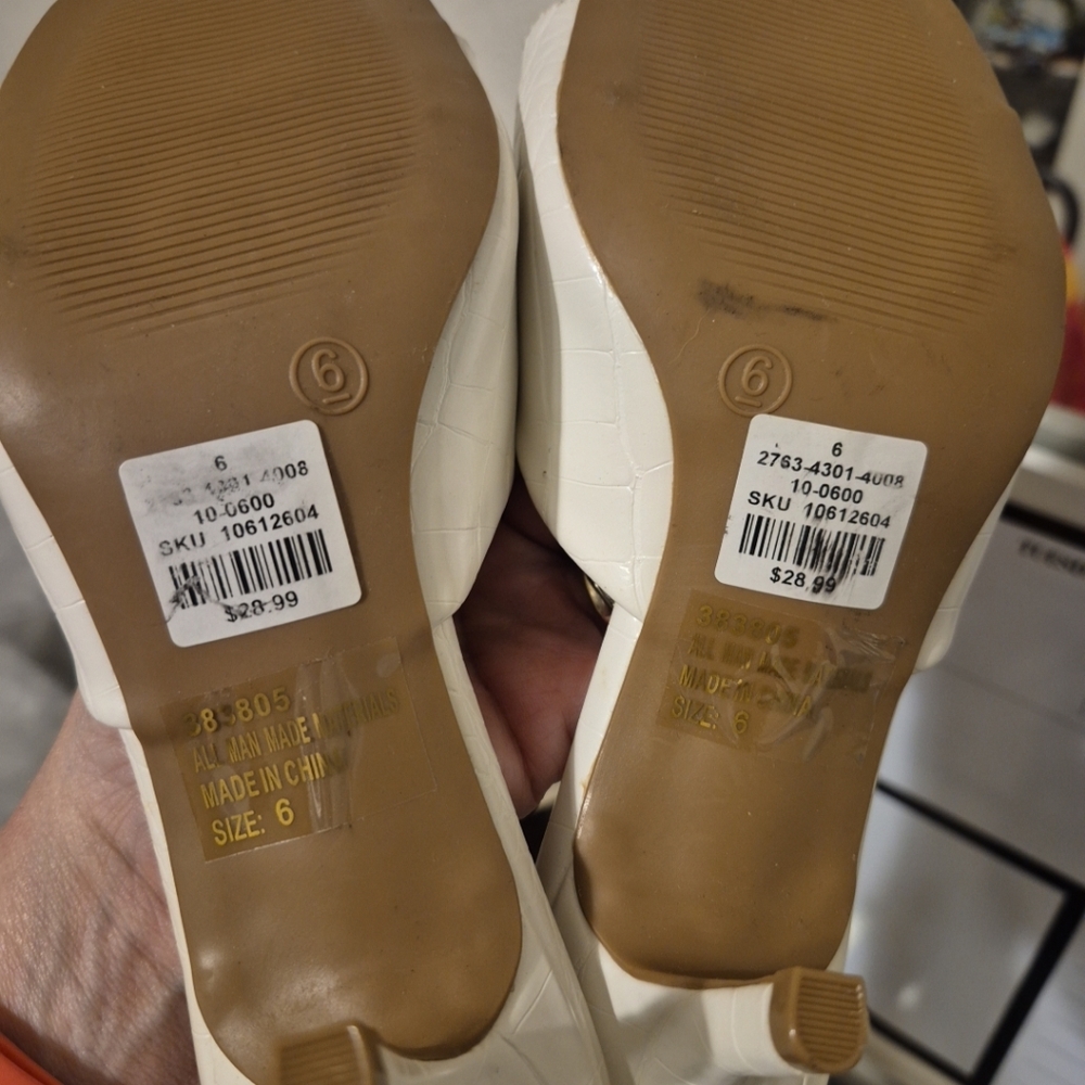 Charlotte Russe Cream Croc-Embossed Mules - Picture 6 of 6